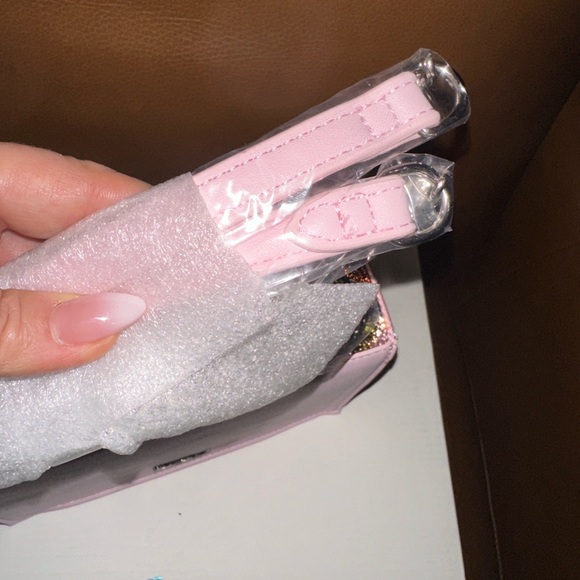 Betsey Johnson Sparkling Pink Multicolor Gem Wristlet/Long purse/crossbody - Picture 4 of 7